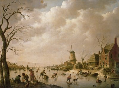 Skaters on a Frozen Canal by Hendrik Willem Schweickardt